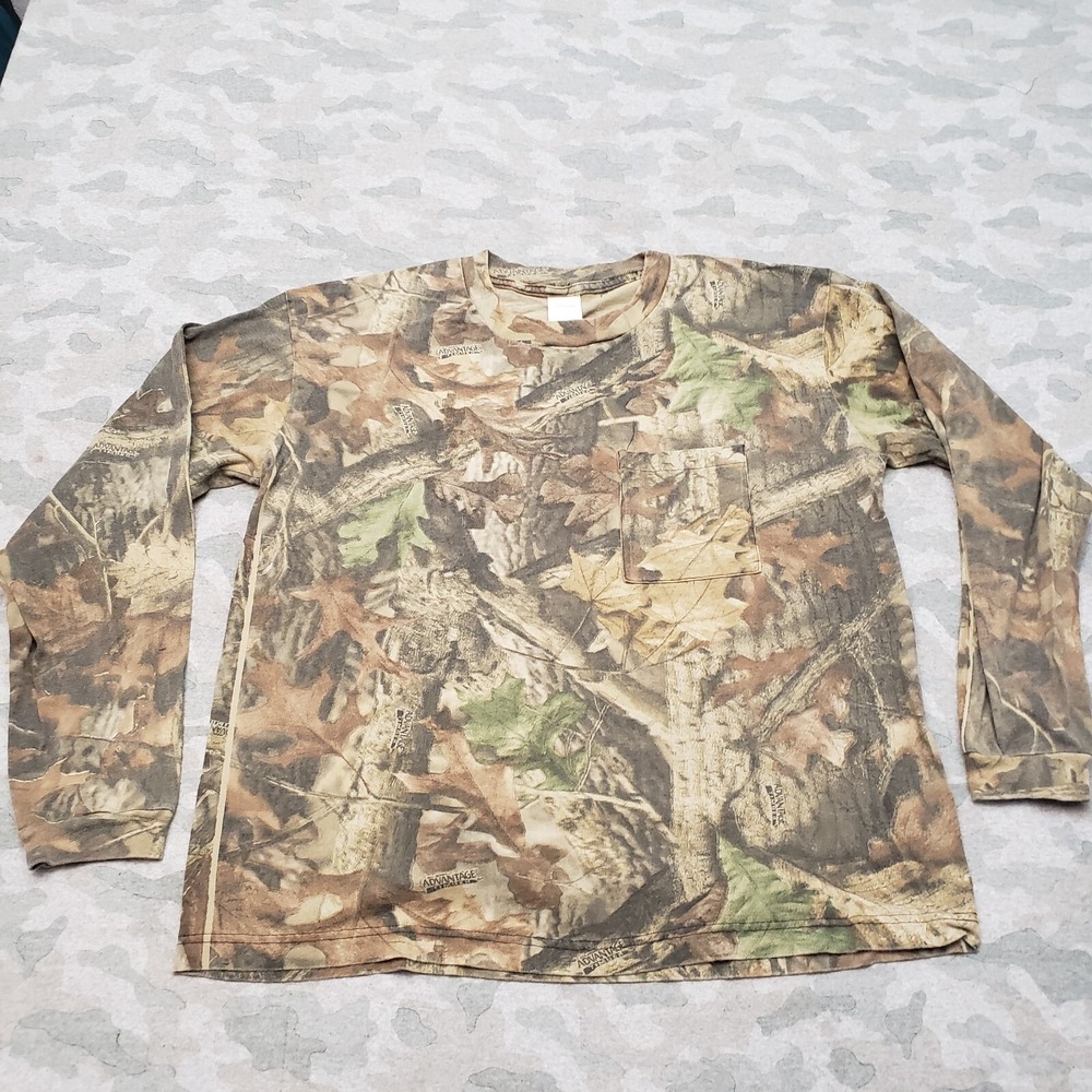 Vintage Advantage Timber Sweatshirt Mens XL Green Camo Pullover Long Sleeve